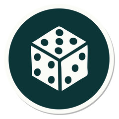 tattoo style sticker of a dice