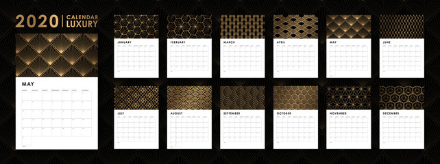 Luxury 2020 calendar template luxury design.