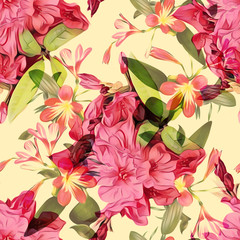 Tropical Seamless Pattern. Watercolor Background.