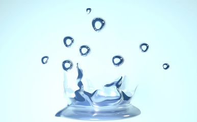  Water. Splashing water on the surface. streaks of water. 3d rendering.