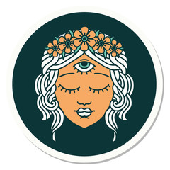 tattoo style sticker of female face