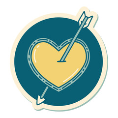 tattoo style sticker of an arrow and heart