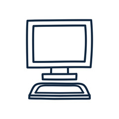Isolated computer doodle line style icon vector design