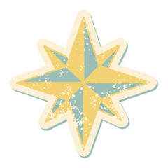 distressed sticker tattoo style icon of a star