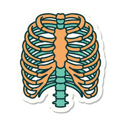 tattoo style sticker of a rib cage