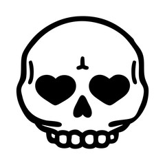 black line tattoo of a skull