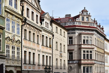 Fototapeta na wymiar Prague, capilal city of Czech republic,coloured facades of houses in center