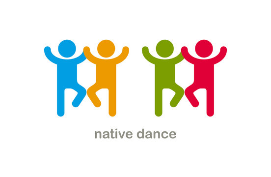 Native Dances Funny Vector Icon Isolated On White, Cute People Comical Dancing Carnival Traditional Folklore Festival.