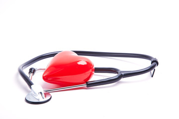 Red heart and stethoscope