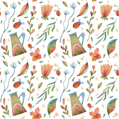 A seamless watercolor pattern. © Liubov