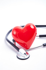 Red heart and stethoscope