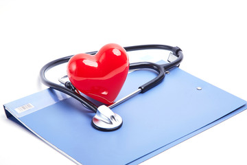 Red heart and stethoscope