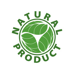 Green rubber stamp with text Natural product icon isolated on white background. Vector.