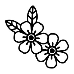 black line tattoo of a flower