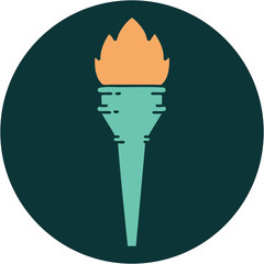 tattoo style icon of a lit torch