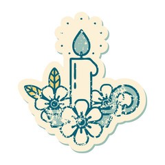 distressed sticker tattoo style icon of a candle holder