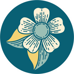 tattoo style icon of a flower
