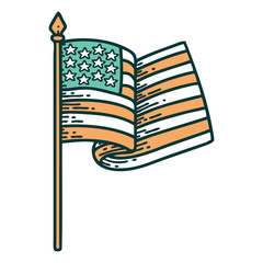 tattoo style icon of the american flag