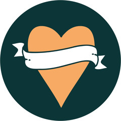 tattoo style icon of a heart and banner