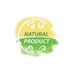 Green rubber stamp with text Natural product icon isolated on white background. Vector.