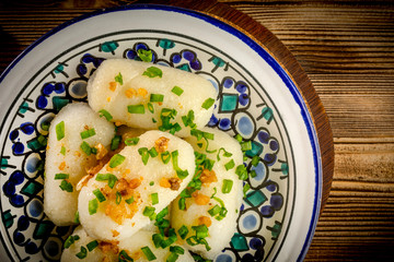 Potato dumplings stuffed with minced meat