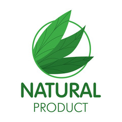 Green rubber stamp with text Natural product icon isolated on white background. Vector.