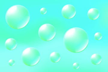 Water balloons, underwater, soap bubbles, vector transparent balls, blue spheres,