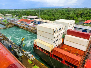View of Panama Canal from cruise ship