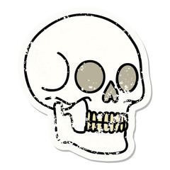 traditional distressed sticker tattoo of a skull