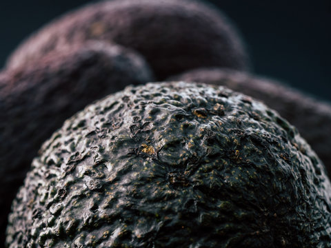 Macro close up photography of an avocados skin which looks like a pile of ugly and real alien eggs