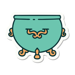 tattoo style sticker of cauldron