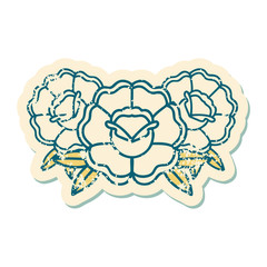 distressed sticker tattoo style icon of a bouquet of flowers