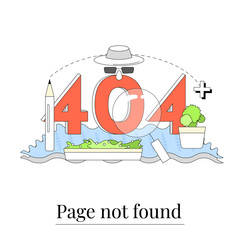 404 error search mistake concept. Light outline drawing style. Isolated illustration for your design, infographic, landing page or app designing.