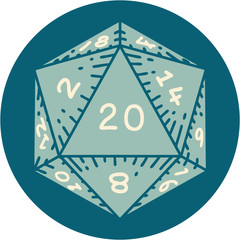 tattoo style icon of a d20 dice