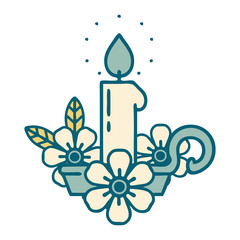Fototapeta na wymiar tattoo style icon of a candle holder