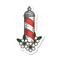 tattoo style sticker of a barbers pole