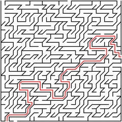 Black square maze(29x29) with help on a white background