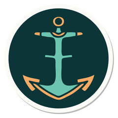 tattoo style sticker of an anchor