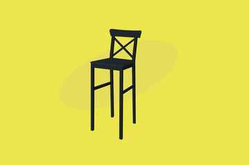Black Wood Bar Stool. Vector Illustration, Isolated