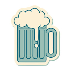 tattoo style sticker of a beer tankard