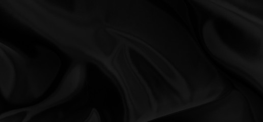 Black gray satin dark fabric texture luxurious shiny that is abstract silk cloth background with patterns soft waves blur beautiful.