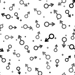 Black Male gender symbol icon isolated seamless pattern on white background. Vector Illustration