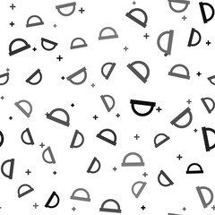 Black Protractor grid for measuring degrees icon isolated seamless pattern on white background. Tilt angle meter. Measuring tool. Geometric symbol. Vector Illustration