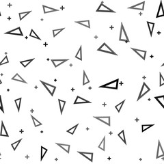 Black Triangular ruler icon isolated seamless pattern on white background. Straightedge symbol. Geometric symbol. Vector Illustration