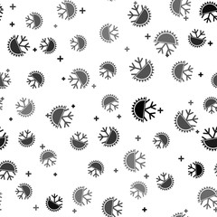 Black Hot and cold symbol. Sun and snowflake icon isolated seamless pattern on white background. Winter and summer symbol. Vector Illustration