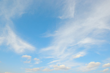 White clouds on blue sky.