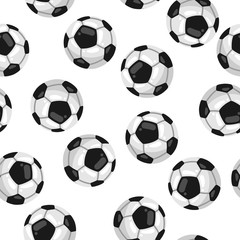 Seamless pattern with soccer balls in flat style.