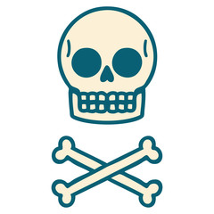 tattoo style icon of a skull and bones