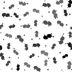 Black Blank speech bubbles icon isolated seamless pattern on white background. FAQ sign. Copy files, chat speech bubble and chart web icons. Vector Illustration