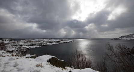 Lofoten islands. Beautiful Norway spring landscape view.